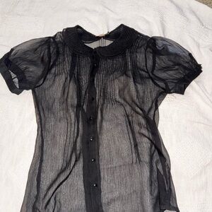 Y2K Vintage Black Sheer Blouse